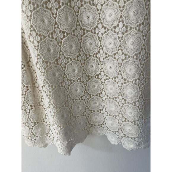Talbots Lace Eyelet Crochet Top Size 16 Beige Lined Coquette Cottagecore Career - Picture 7 of 13